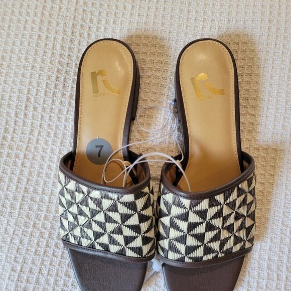 Brown and Cream Women's Slide Sandals - Picture 3 of 12